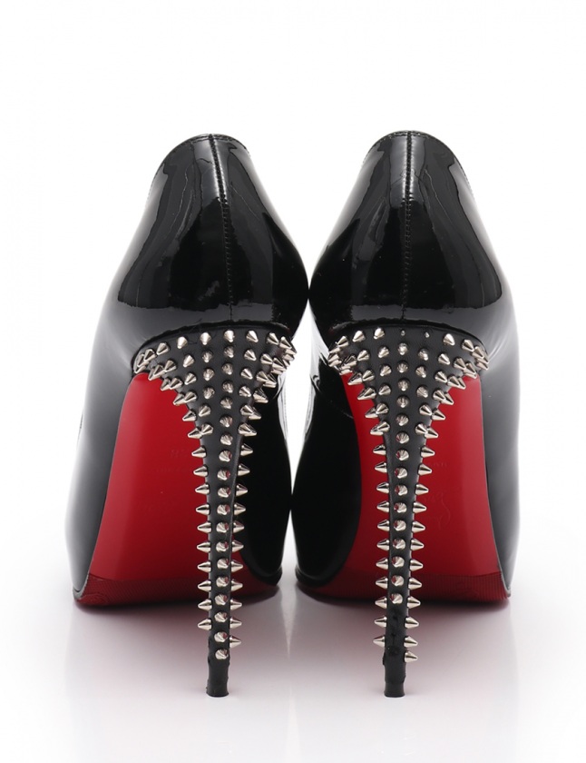 Christian Louboutin オープントゥハイヒール 黒/赤 ルブタン 黒