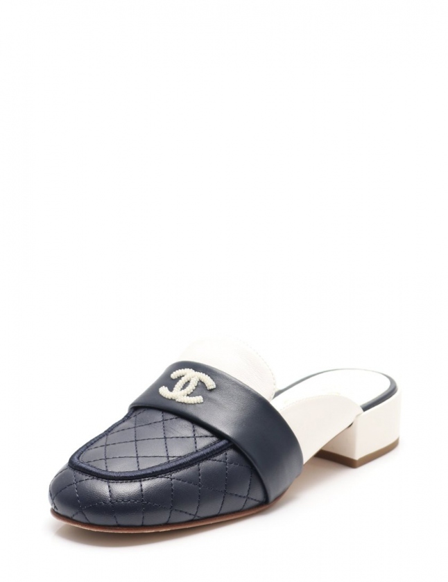 シャネル CHANEL ミュール ココマーク マトラッセ フラットシューズ