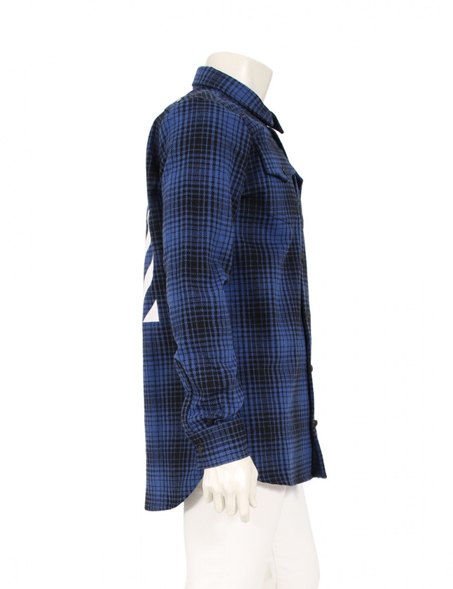 オフホワイト OFF WHITE シャツ バックバイアスロゴ CPOジャケット 青  