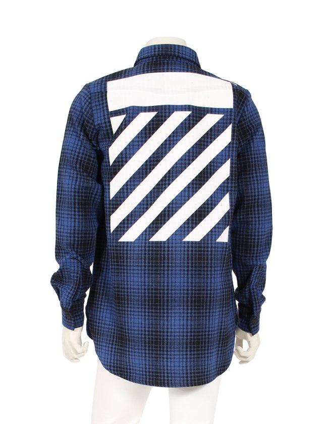オフホワイト OFF WHITE シャツ バックバイアスロゴ CPOジャケット 青  