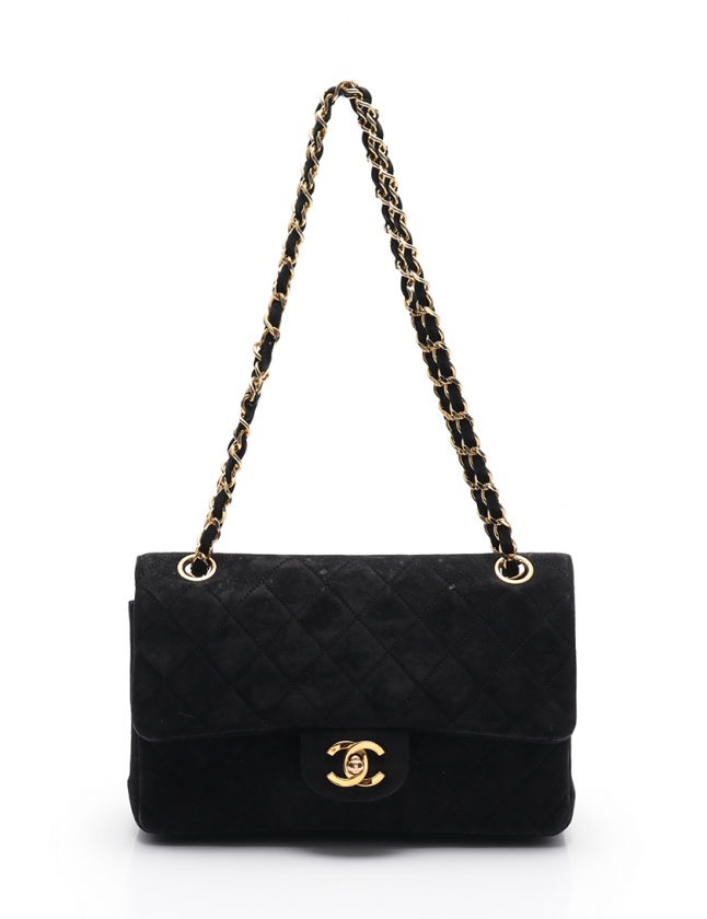 シャネル CHANEL Wチェーンショルダーバッグ マトラッセ Wフラップ 黒  