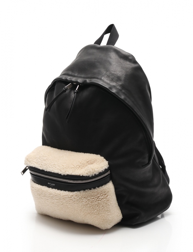 サンローラン パリ Saint Laurent Paris バックパック リュック 黒 アイボリー 3961 レザー ムートン メンズ 114 ベクトルパーク