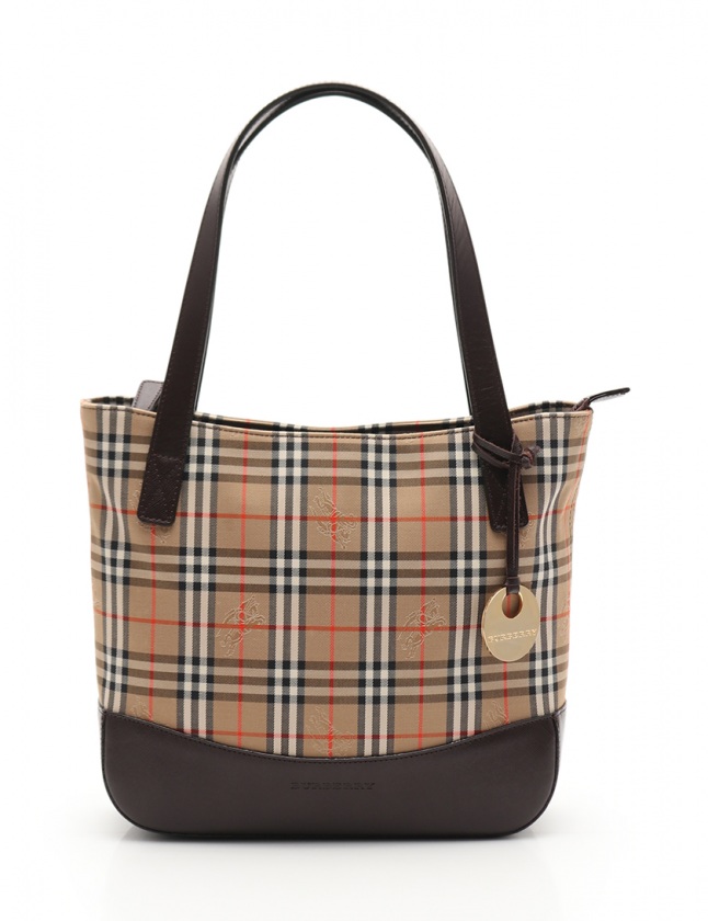 バーバリー BURBERRY トートバッグ チェック柄 ベージュ ダーク 