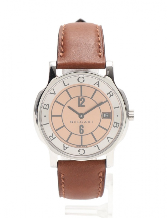 ブルガリ BVLGARI 腕時計 ソロテンポ メンズ シルバー 茶 ST35S SS  