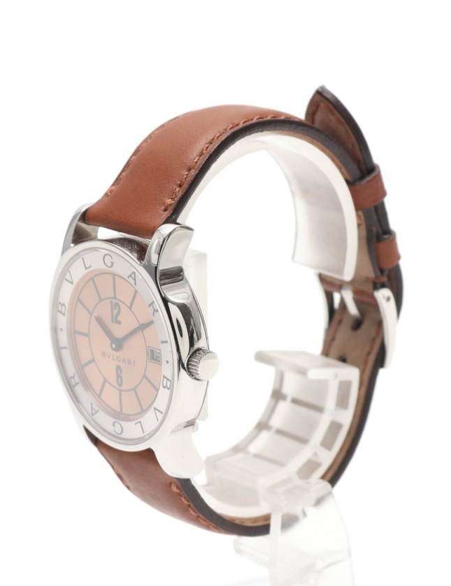 ブルガリ BVLGARI 腕時計 ソロテンポ メンズ シルバー 茶 ST35S SS  