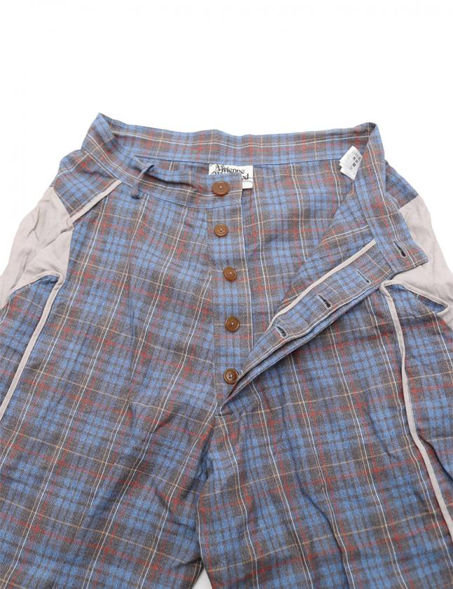 ヴィヴィアンウエストウッドマンパンツ青チェック柄