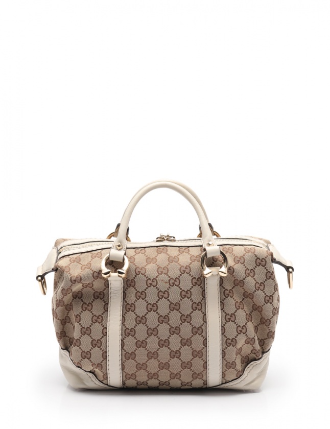 グッチ GUCCI ハンドバッグ GGキャンバス ベージュ 白 189893