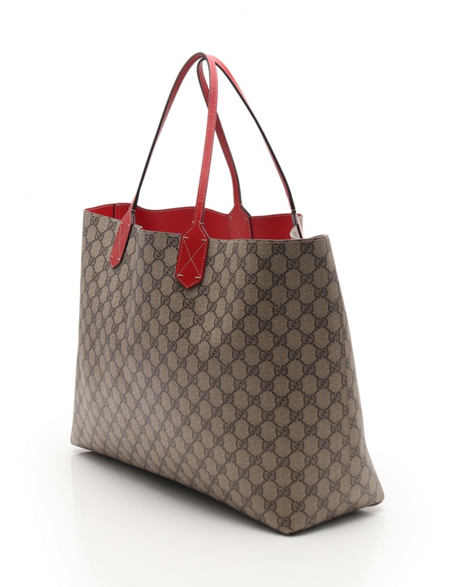 グッチ GUCCI トートバッグ GGスプリーム ベージュ 赤 368571 PVC 