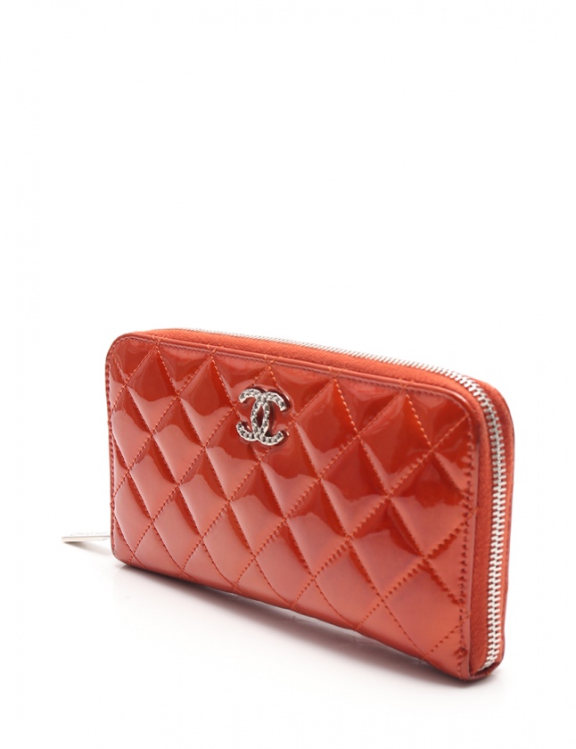 シャネル CHANEL ラウンドファスナー長財布 ココマーク オレンジ 