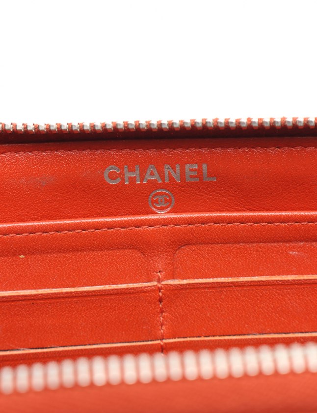 シャネル CHANEL ラウンドファスナー長財布 ココマーク オレンジ 