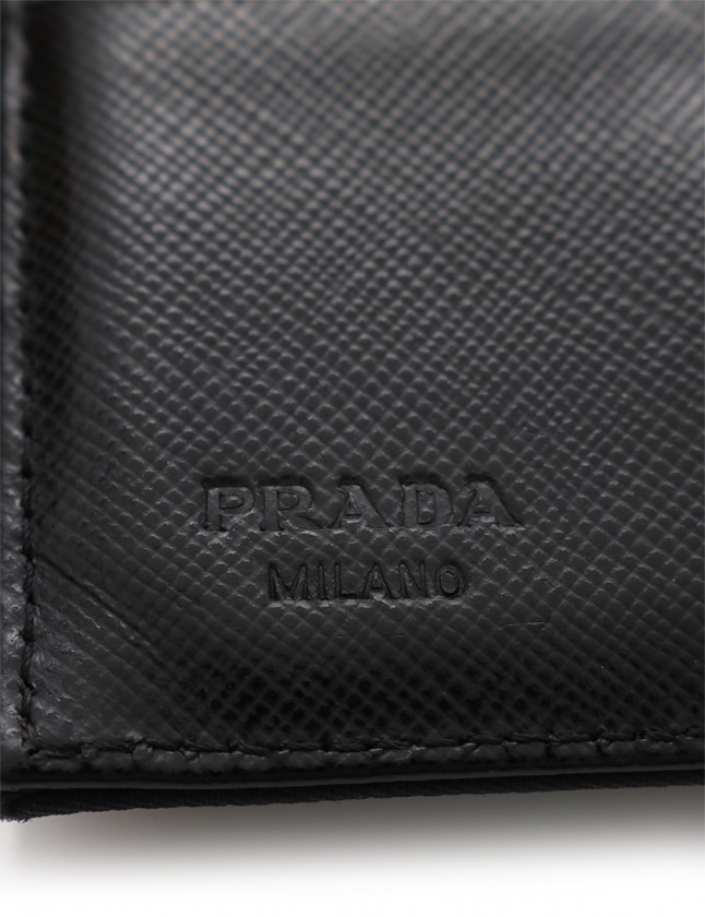 美品 PRADA プラダ M170 テスートナイロン 三つ折り 財布 極美品】プラダ M170 テスートナイロン 三つ折り 財布 箱付き 三角ロゴ