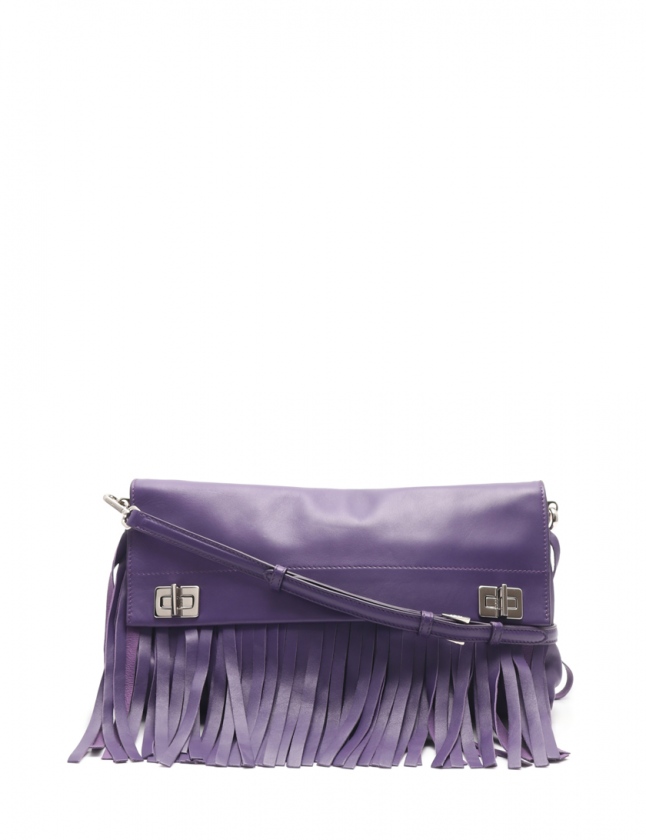 プラダ PRADA ショルダーバッグ 紫 BT0975 ナッパレザー フリンジ 