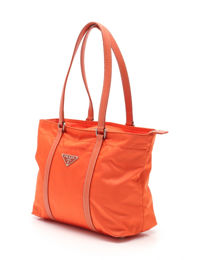 プラダ ナイロン トート（Tessuto） プラダ PRADA トートバッグ オレンジ BR2288 ナイロン レザー TESSUTO+