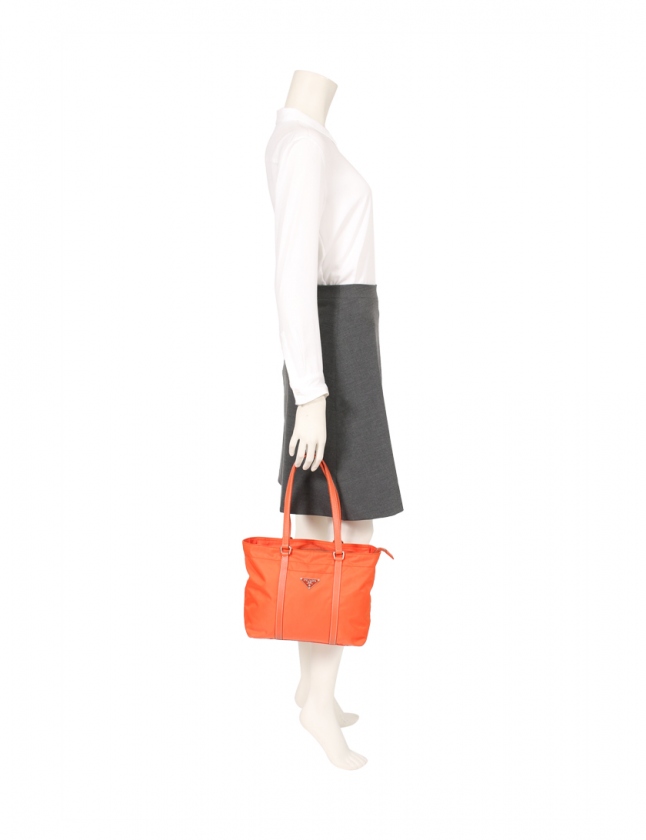 プラダ PRADA トートバッグ オレンジ BR2288 ナイロン レザー TESSUTO+