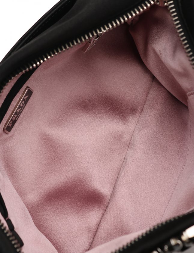 プラダ PRADA クラッチバッグ 黒 BP420M サテン カラーストーン 
