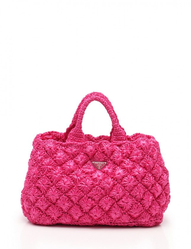 プラダ PRADA トートバッグ ショルダーバッグ カナパ ラフィア ピンク  