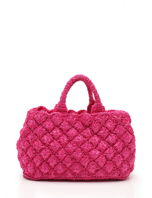 プラダ PRADA トートバッグ ショルダーバッグ カナパ ラフィア ピンク 