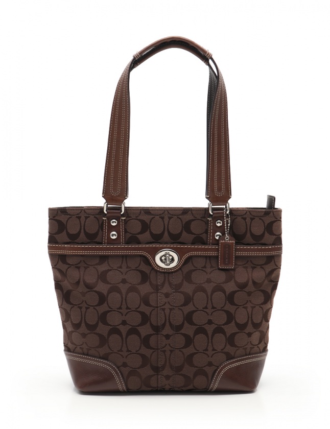 コーチ COACH トートバッグ シグネチャー 茶 F13973 キャンバス レザー 