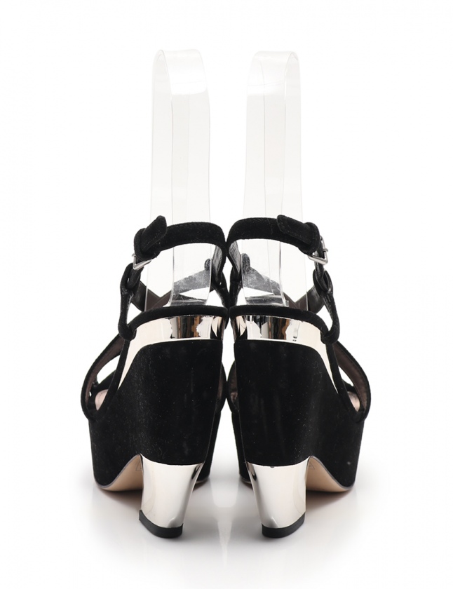 ミュウミュウ miumiu アンクルストラップサンダル ヒール 黒 36 