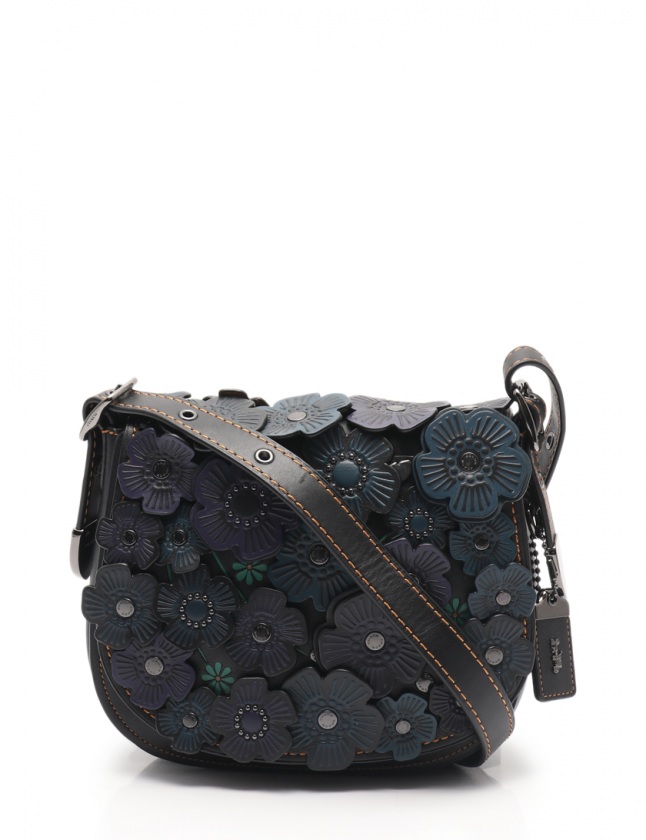 コーチ COACH ショルダーバッグ ティー ローズ アップリケ サドル23 黒 