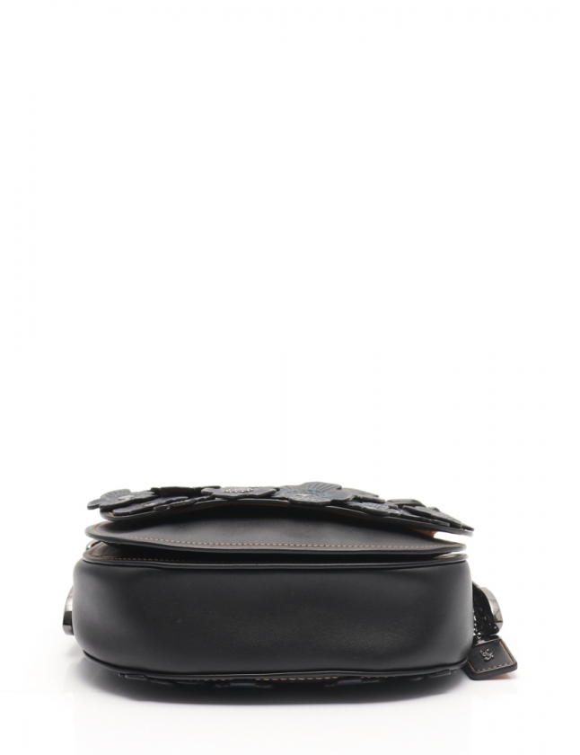 コーチ COACH ショルダーバッグ ティー ローズ アップリケ サドル23 黒 