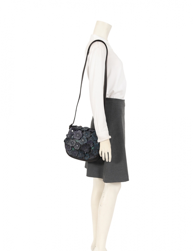 コーチ COACH ショルダーバッグ ティー ローズ アップリケ サドル23 黒 