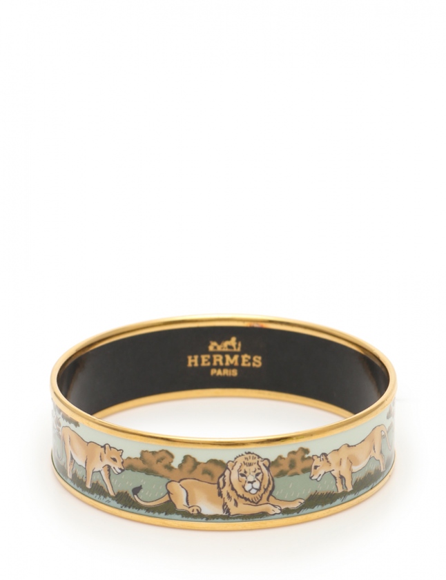 エルメス HERMES バングル エマイユGM ゴールド 黄緑 マルチカラー 