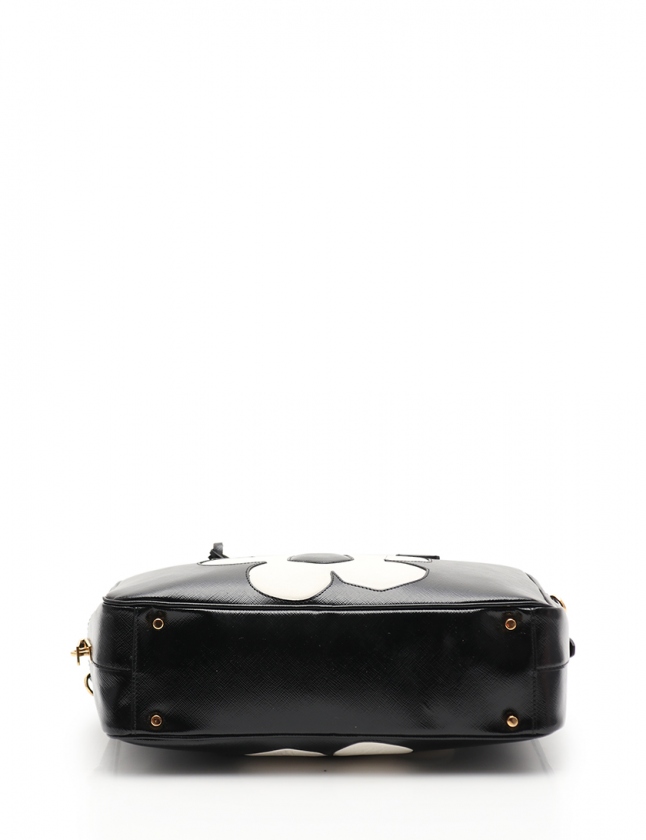 プラダ PRADA ハンドバッグ ショルダーバッグ 花 黒 BL095M