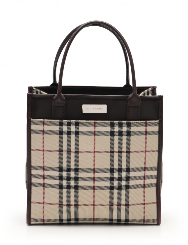 バーバリー BURBERRY トートバッグ チェック柄 ベージュ ダーク 