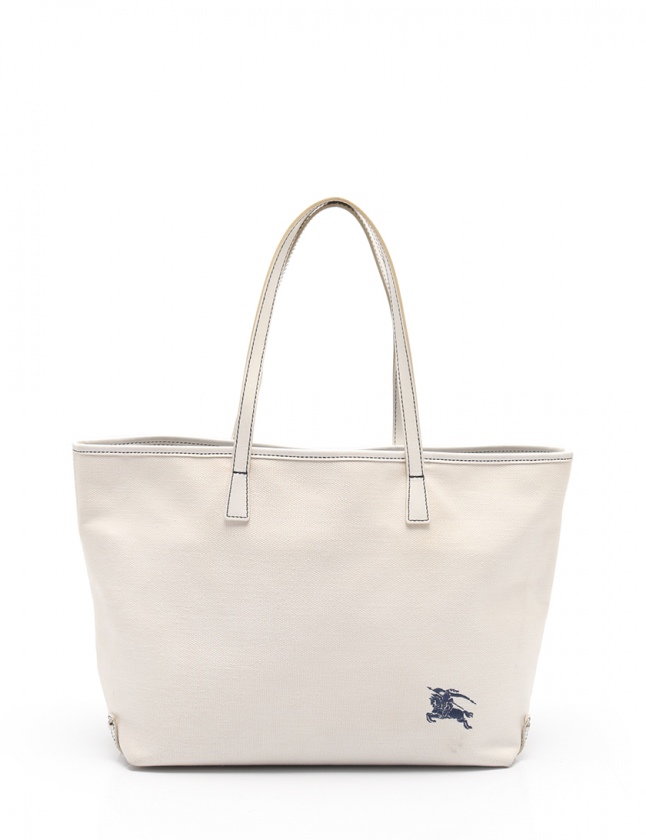 バーバリー ロンドン BURBERRY LONDON トートバッグ 白 キャンバス 