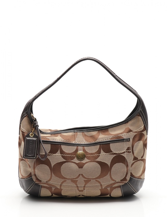コーチ COACH ショルダーバッグ エルゴシグネチャーホーボー 茶 10764 