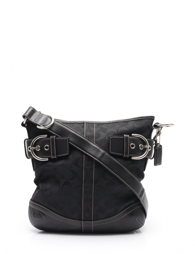 コーチ COACH ショルダーバッグ シグネチャー ソフトダッフル 黒