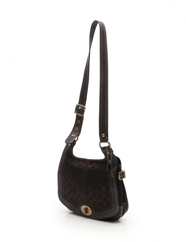 コーチ COACH ショルダーバッグ シグネチャー ネイビー ダークブラウン 