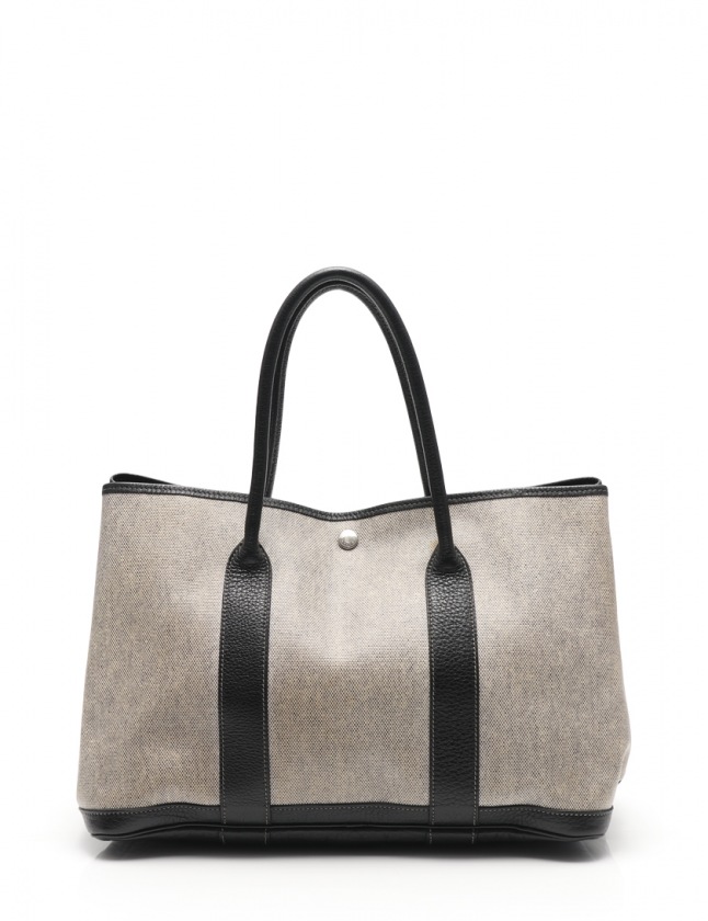 エルメス HERMES トートバッグ ガーデンパーティPM ライトグレー 黒 