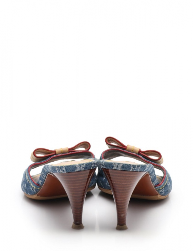 ルイヴィトン LOUIS VUITTON パンプス ヒール モノグラムデニム 青 
