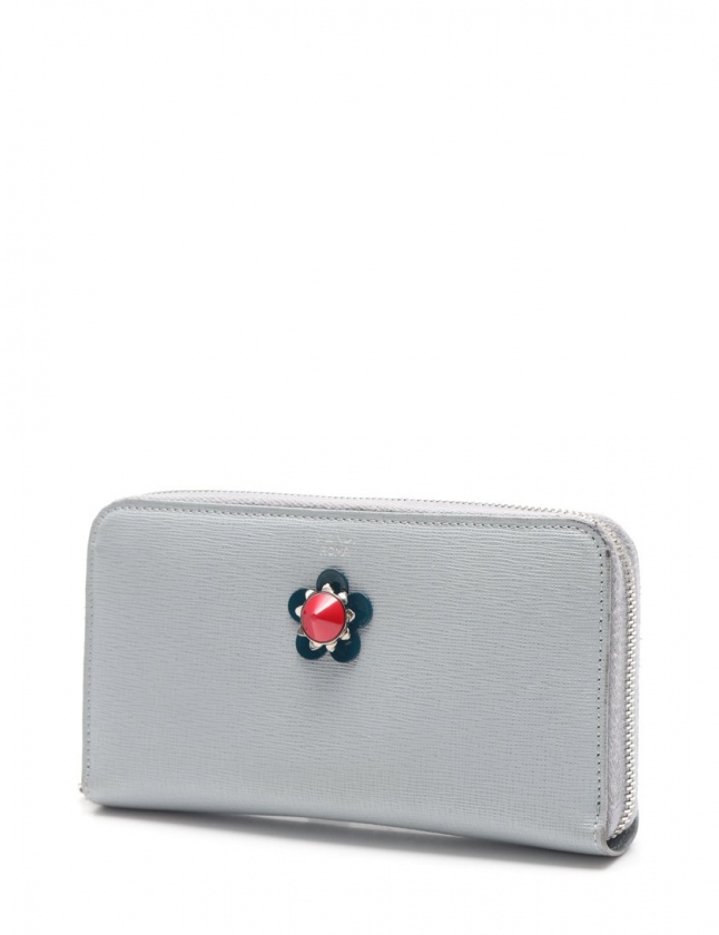 フェンディ FENDI ラウンドファスナー長財布 クレヨンズ 水色 小物 