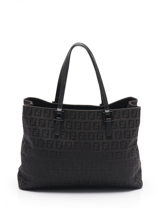 フェンディ FENDI トートバッグ ズッキーノ 黒 8BH072 キャンバス  