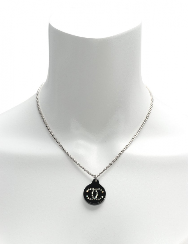 シャネル CHANEL ネックレス ペンダント ココマーク 黒 シルバー  