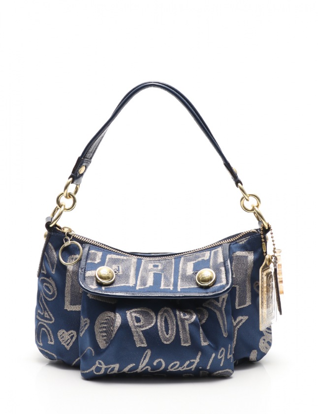 COACH わずらわし エナメルレザーショルダーバッグ