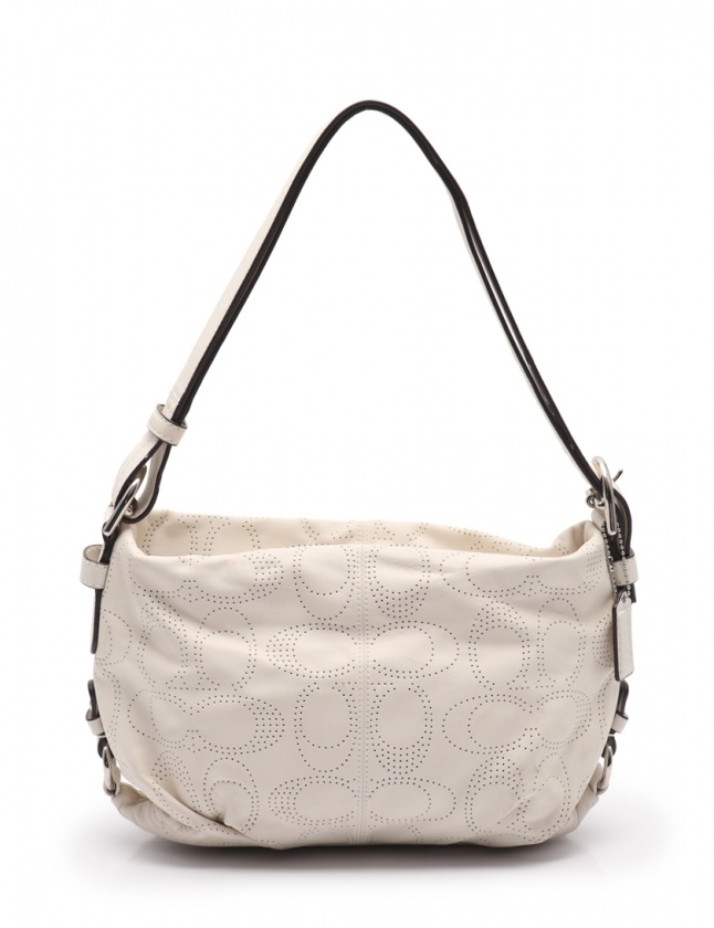 良品 coach コーチ ショルダーバッグ アイボリー オールレザー ダッフル コーチ COACH ショルダーバッグ パーフォレイテッド ダッフル