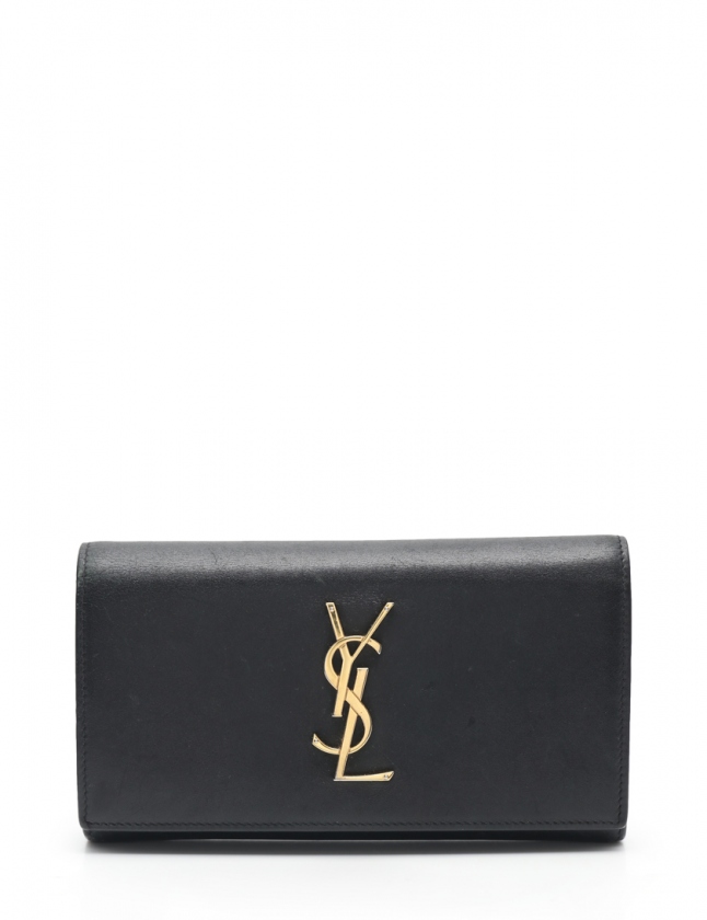 サンローラン パリ SAINT LAURENT PARIS 二つ折り長財布 黒 小物  