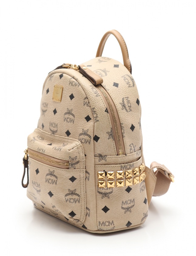 エムシーエム MCM バックパック ロゴ リュックサック 総柄 ベージュ 黒 
