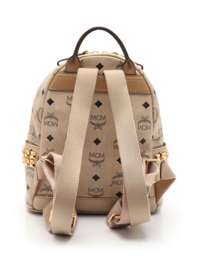 エムシーエム MCM バックパック ロゴ リュックサック 総柄 ベージュ 黒 