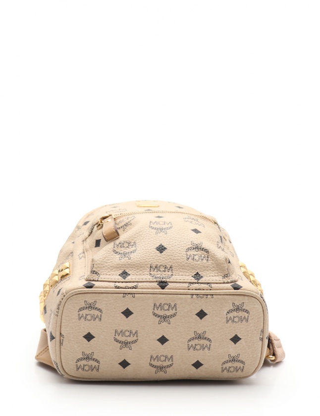 エムシーエム MCM バックパック ロゴ リュックサック 総柄 ベージュ 黒 