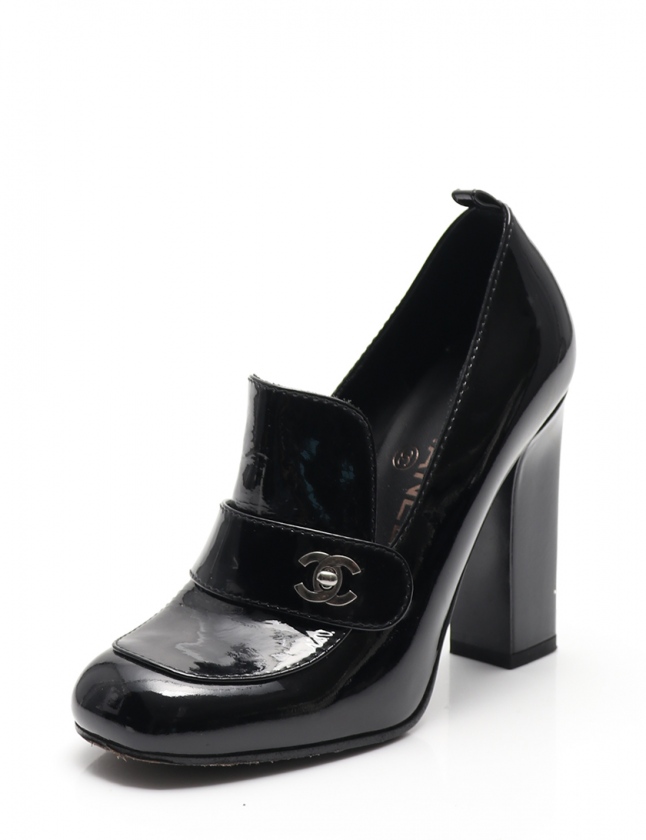 シャネル CHANEL パンプス ヒール ココマーク 黒 36.5C シューズ 23cm 