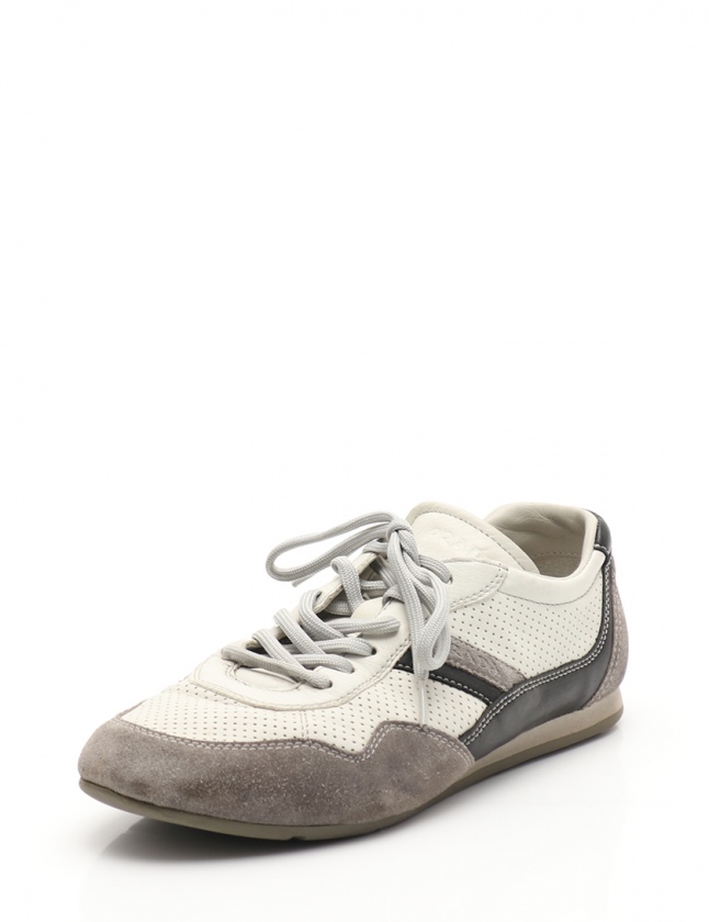 プラダスポーツ PRADA SPORT ローカットスニーカー アイボリー グレー 