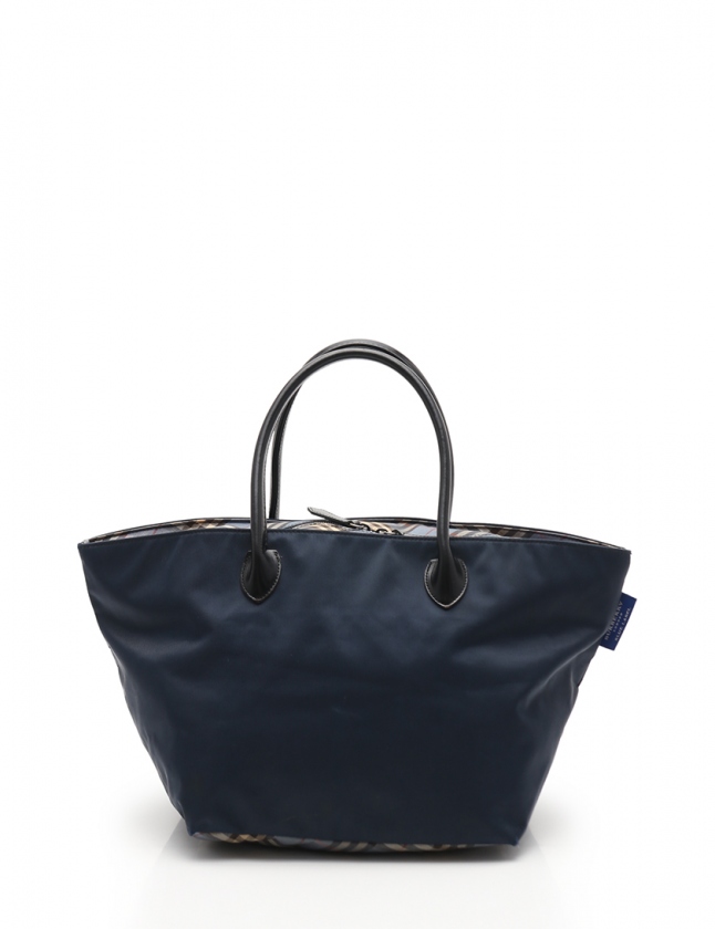 バーバリーブルーレーベル トートバッグ ナイロン×本革 切り替え バケツ型