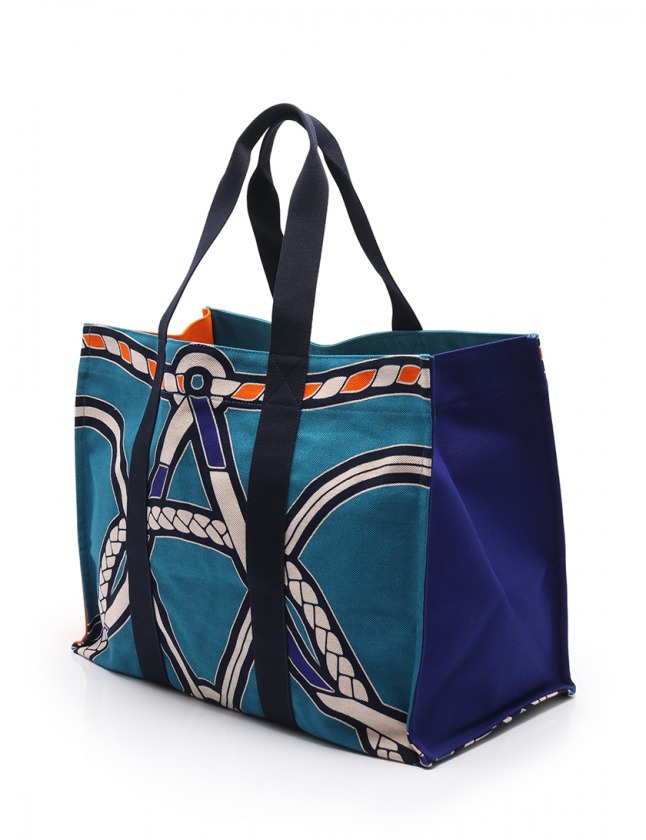 エルメス HERMES トートバッグ トレサージュ マラン 水色 ネイビー 