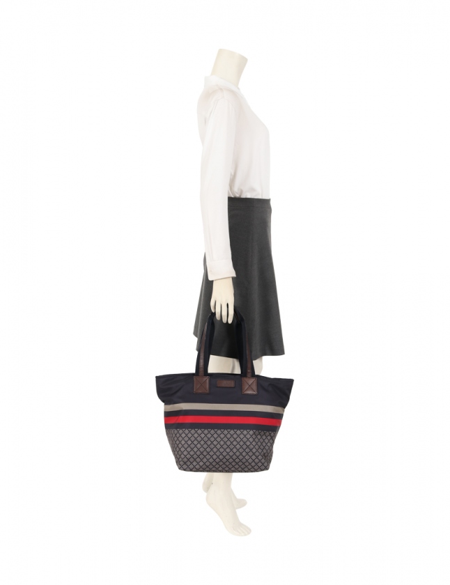 グッチ GUCCI トートバッグ ディアマンテ ネイビー ベージュ 茶 267922 