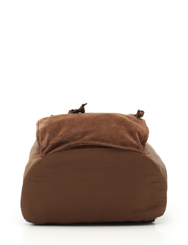 プラダ PRADA バックパック リュック 茶 B5019 スエード ナイロン